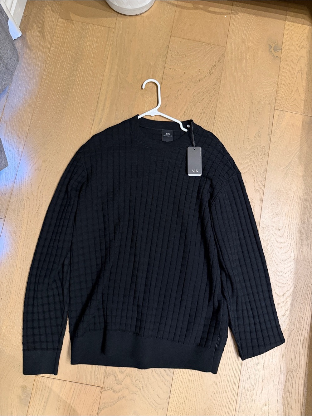 A/X Armani Exchange Black Ribbed Crewneck Sweater